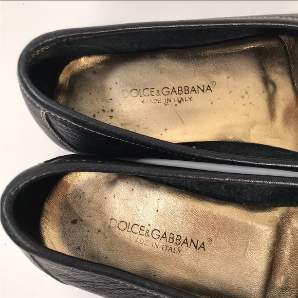 Vintage Dolce and Gabbana soft leather loafers gold letter details. Sz7.5 - Picture 4 of 12